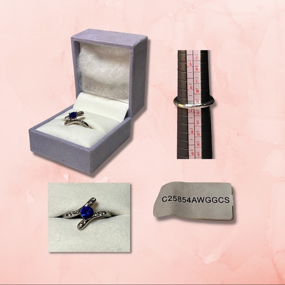 Hidden Gems ‘X’ Shaped Fashion Ring with Blue Gemstone - Size 7 (NWT) - Picture 3 of 4